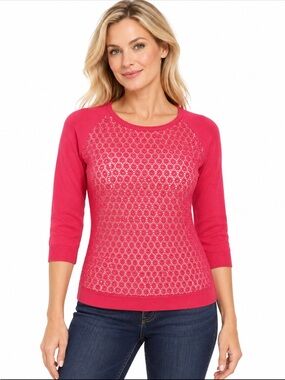 Jessica Hot Pink Crochet Sweater